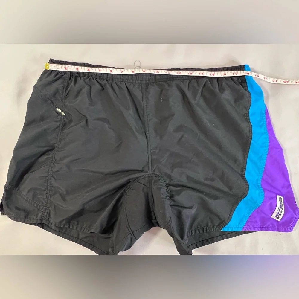 Vintage HIND Men’s Shorts Black‎ Purple Sz X-Large Nylon Made USA